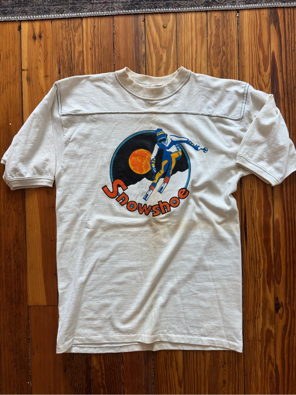 Vintage skiing single stitch tee with snowshoe graphic Made in USA